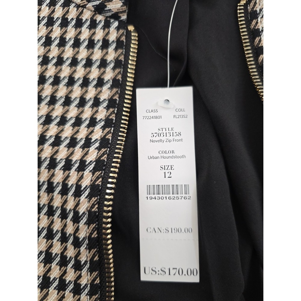 White House Black Market Women Plaid Front Zip Jacket Size 12 - Picture 11 of 12